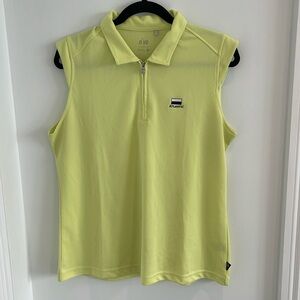 NVO SPORTS LIME GREEN SLEEVELESS GOLF POLO WITH ZIP SIZE XL